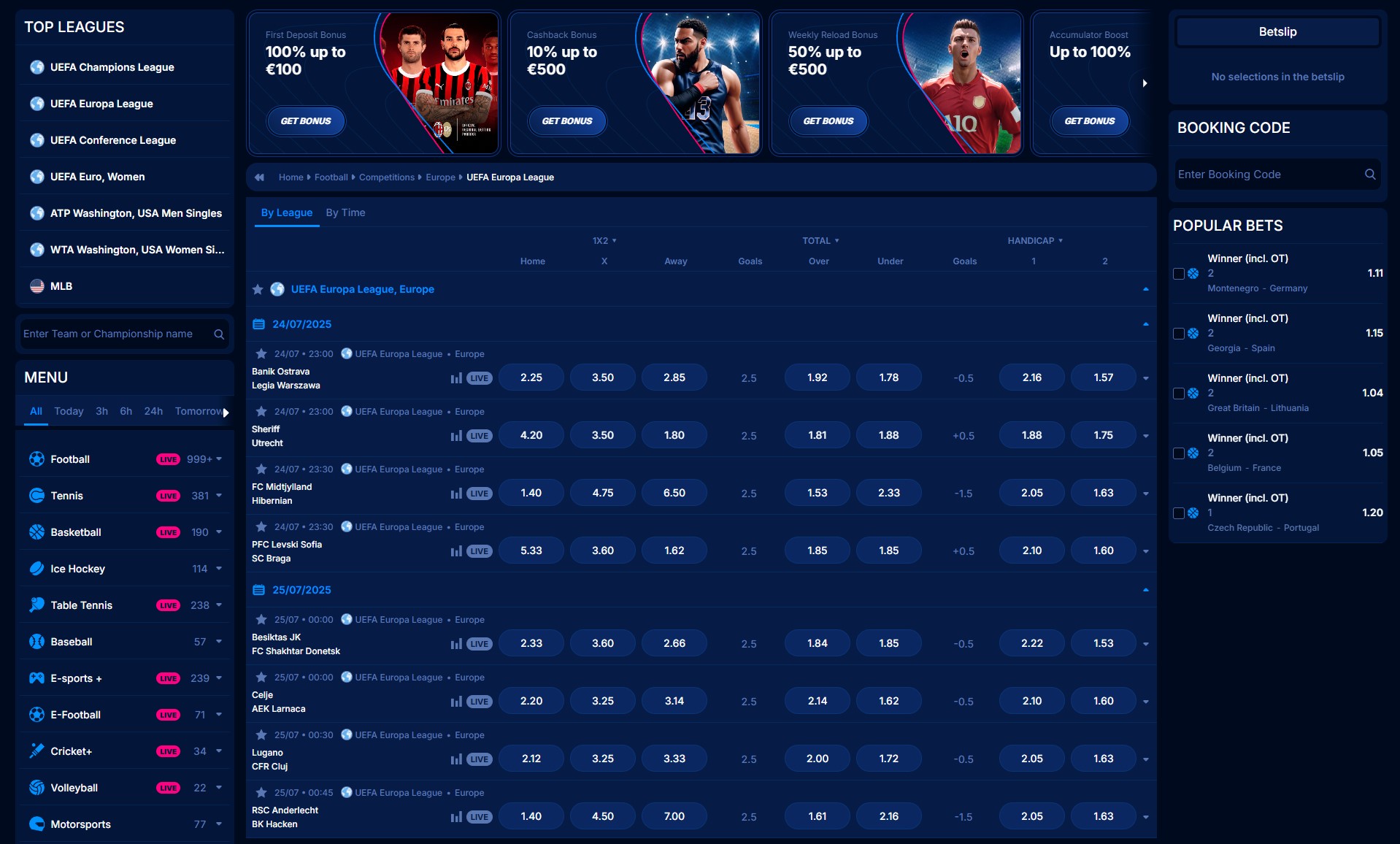 Live Wetten Interface