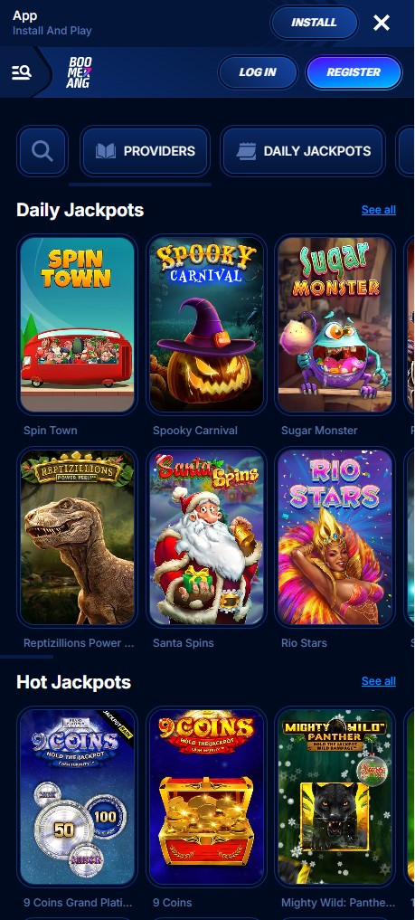 Boomerang Casino Spieleauswahl